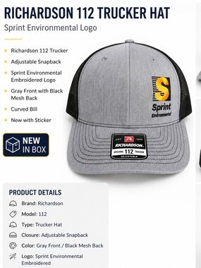 Richardson Sprint Environmental Gray and Black Trucker Hat